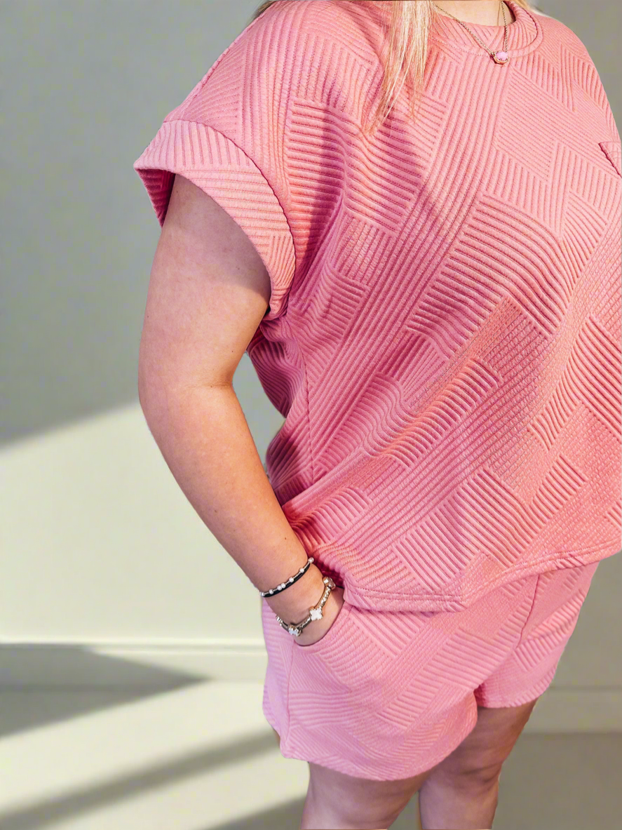 Textured Cropped Top 2 Piece Set