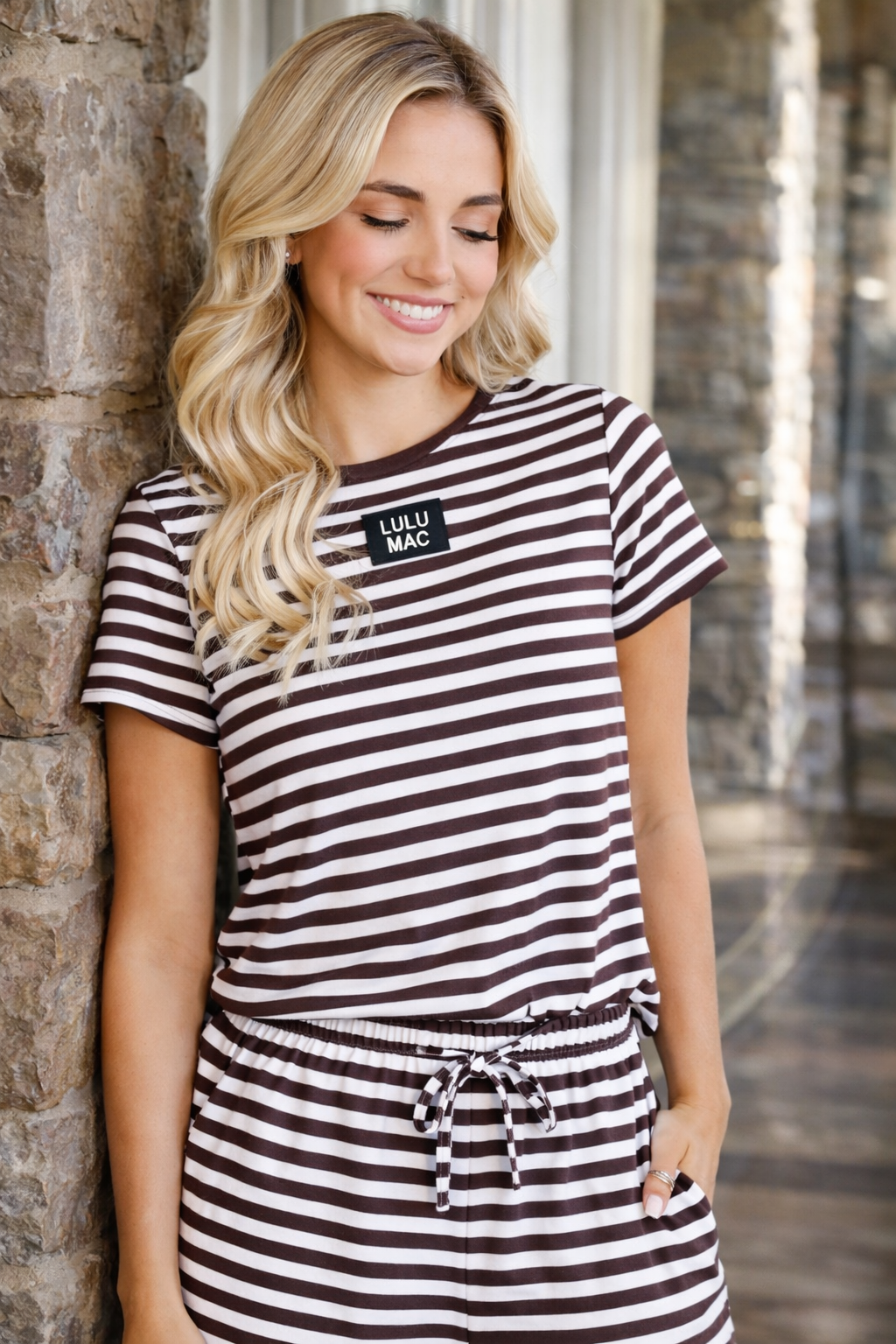 Lulu Mac Striped Baby Doll Top - Brown