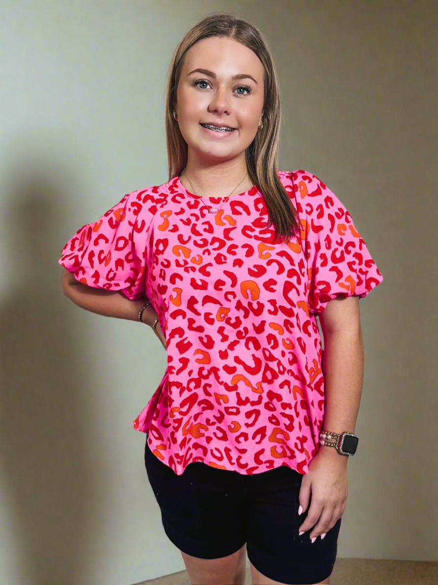 Hot Pink Cheetah Top