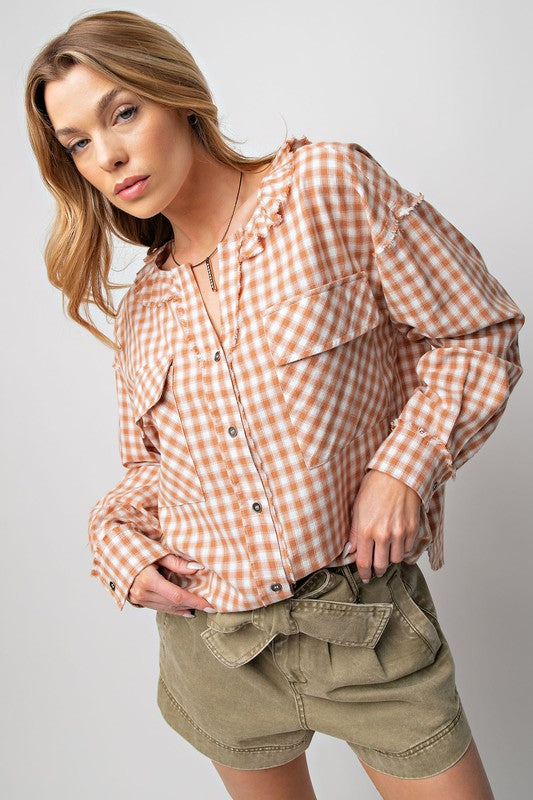 Plaid Fringe Button Down