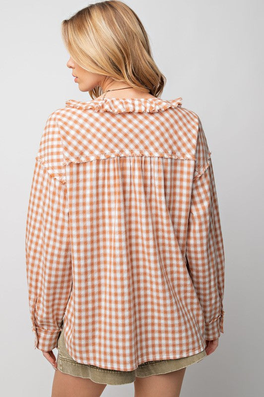 Plaid Fringe Button Down
