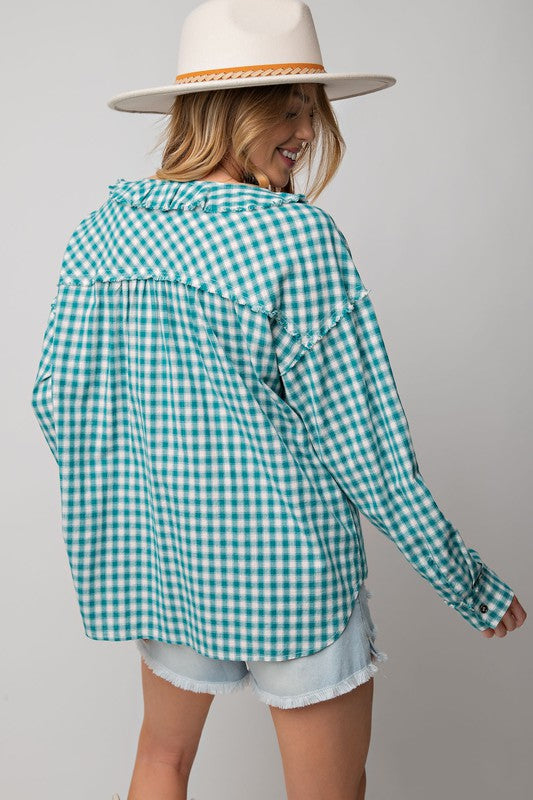 Plaid Fringe Button Down