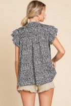 Smocked Ruffled Shoulder Top
