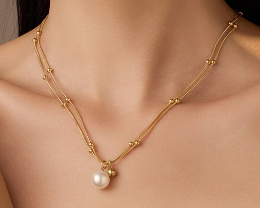 Golden Pearl Necklace