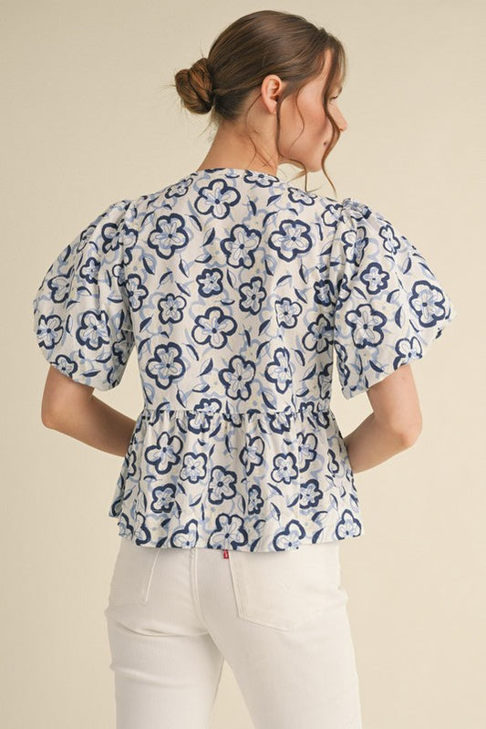 Blue Bloom Top