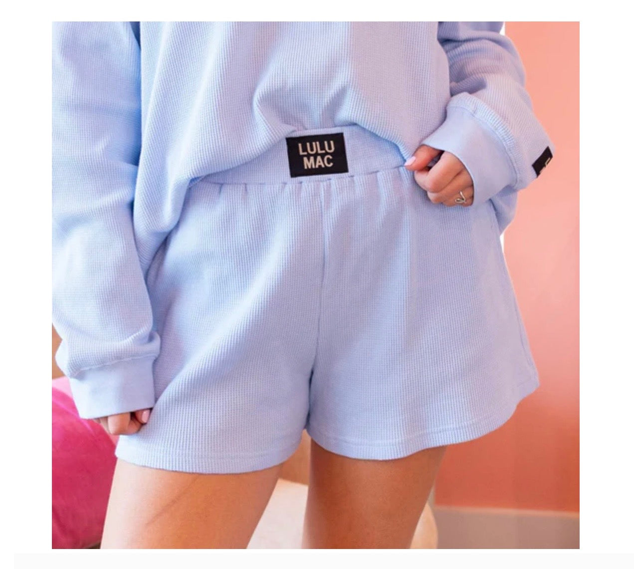 Lulu Mac Waffle Shorts - Light Blue