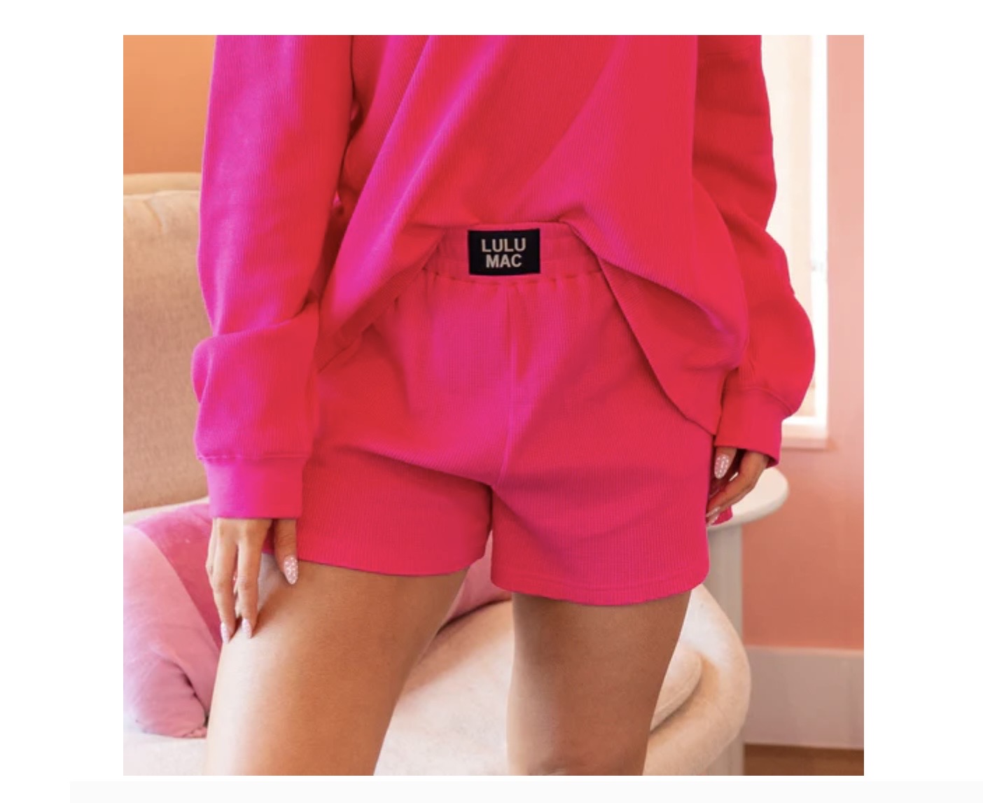 Lulu Mac Waffle Shorts - Hot Pink