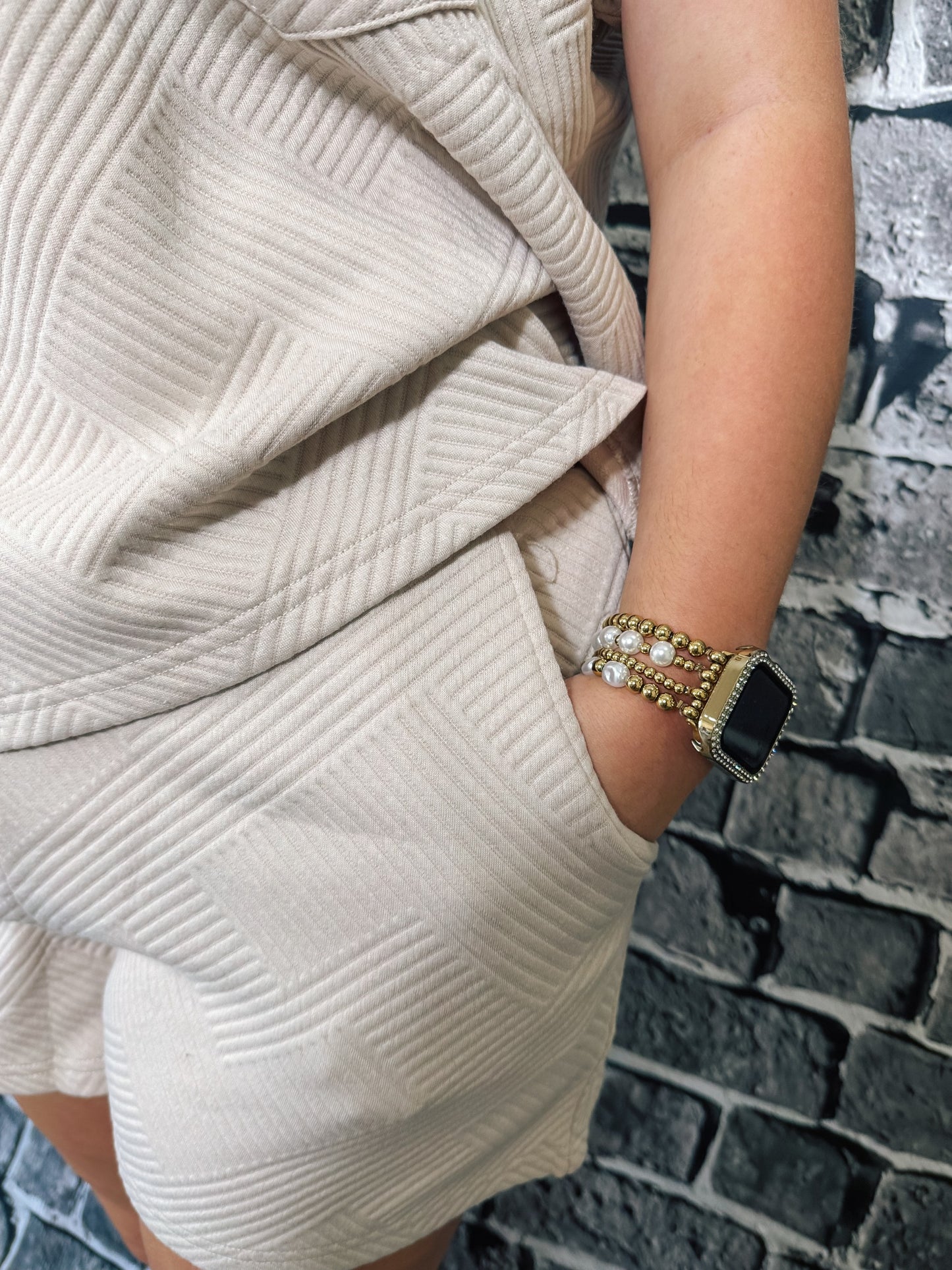 Textured Cropped Top 2 Piece Set