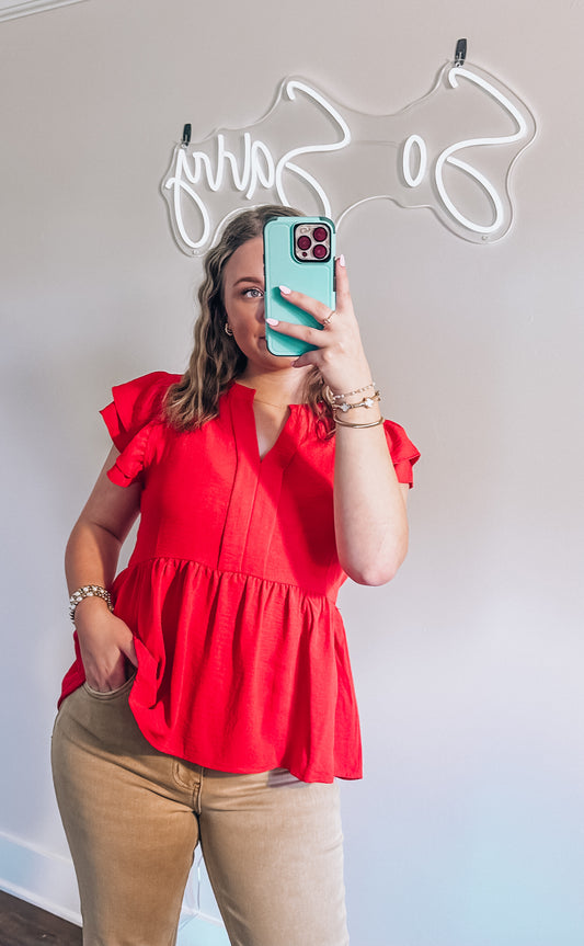 V-Neck Ruffled Top