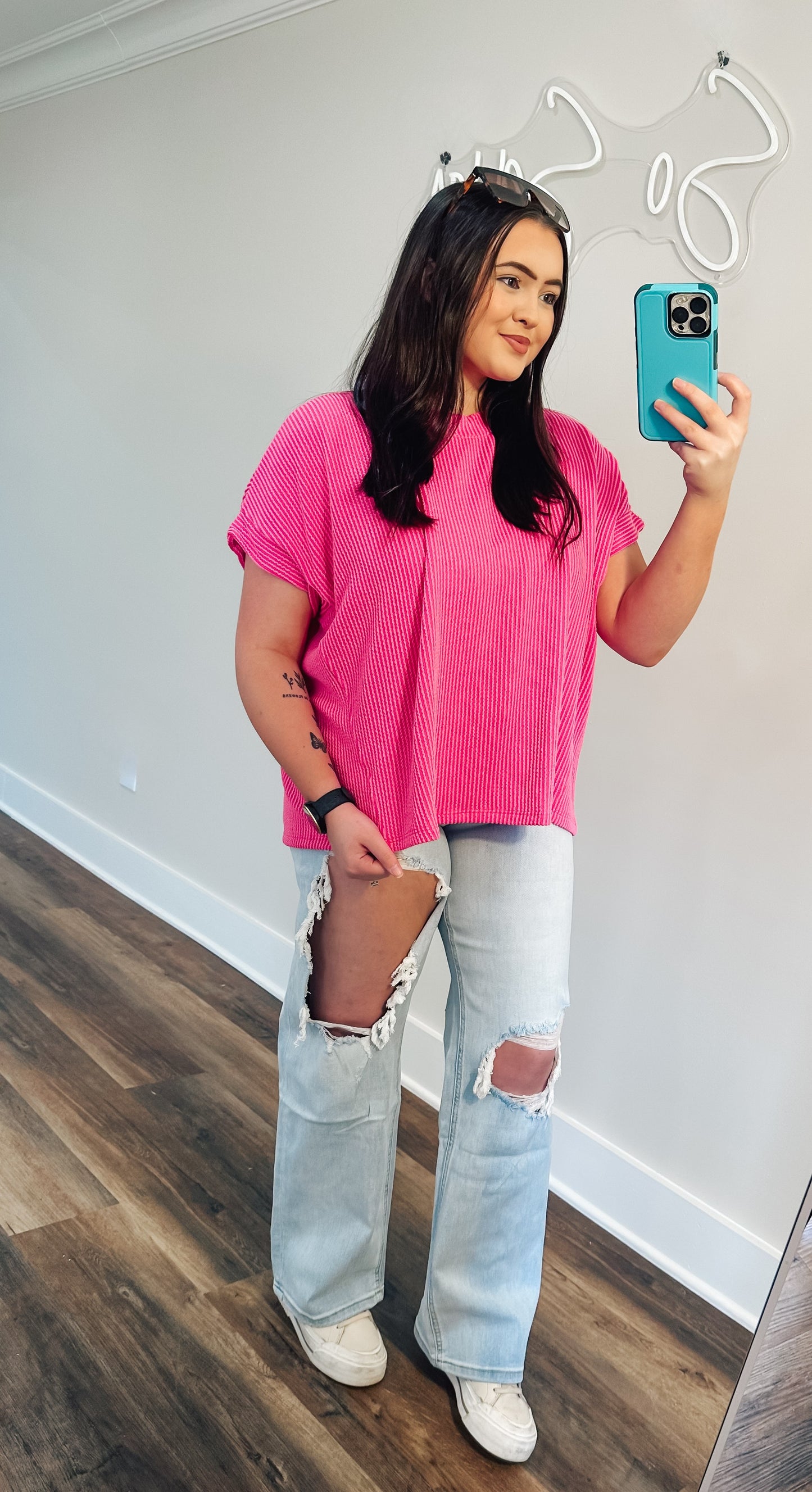 Ribbed Round Neck Top