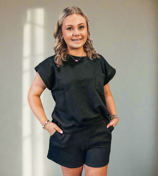 Textured Cropped Top 2 Piece Set