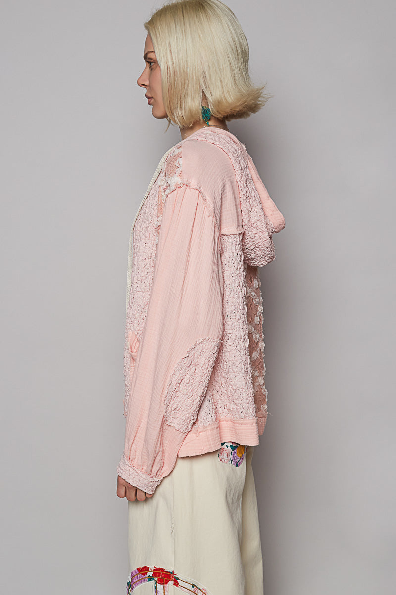 Blush Bloom Lace Hoodie Jacket