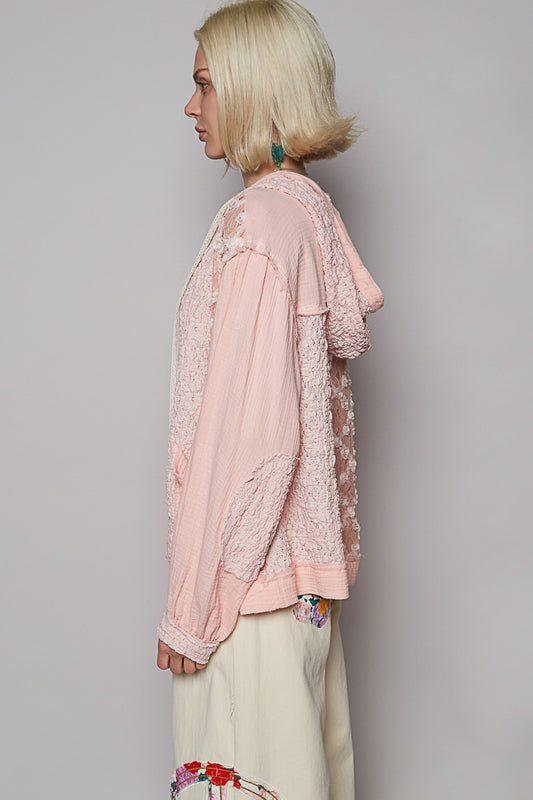 Blush Bloom Lace Hoodie Jacket