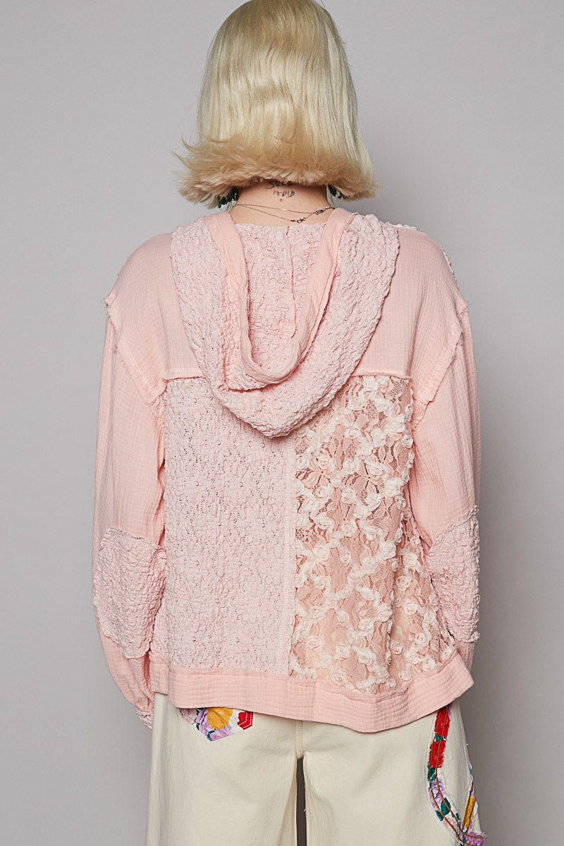 Blush Bloom Lace Hoodie Jacket