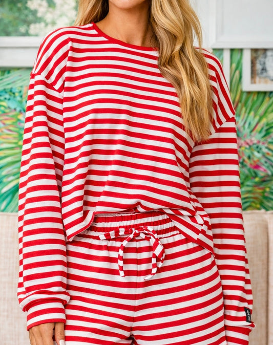Lulu Mac Stripe Long Sleeve Top - Red