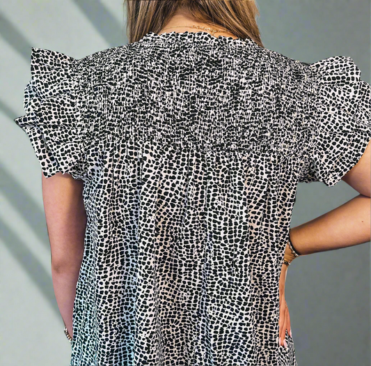 Smocked Ruffled Shoulder Top
