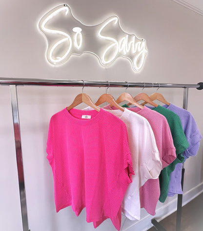 Ribbed Round Neck Top - 5 colors