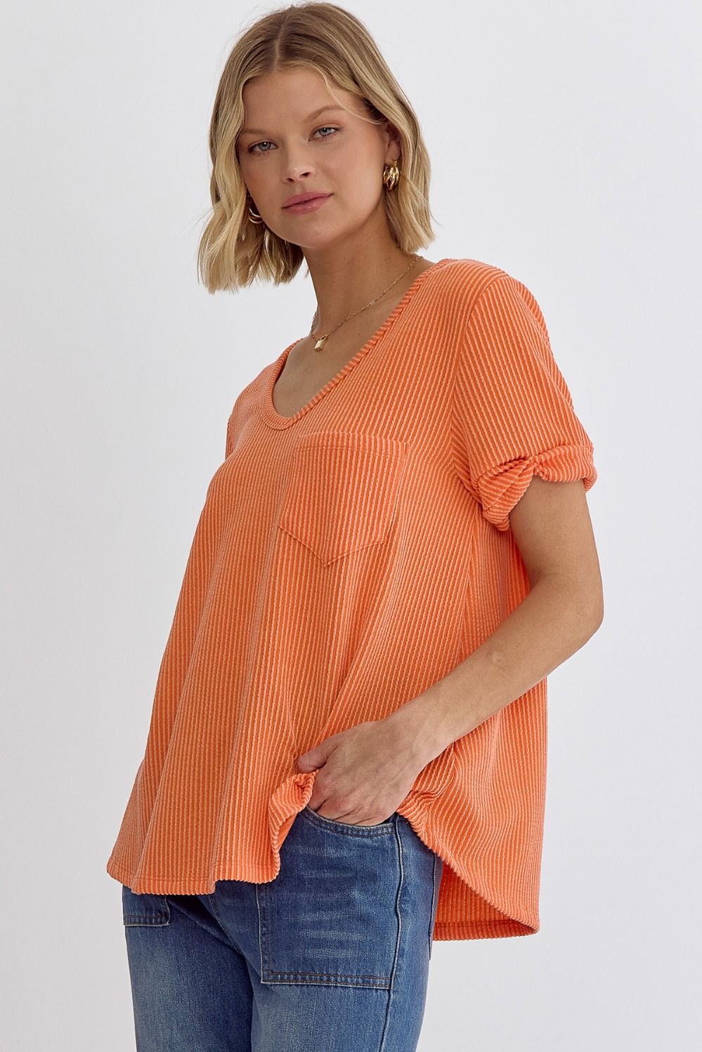 Ribbed V-Neck Top