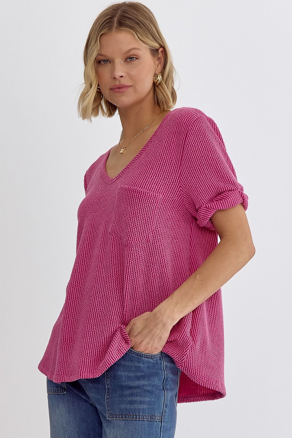 Ribbed V-Neck Top