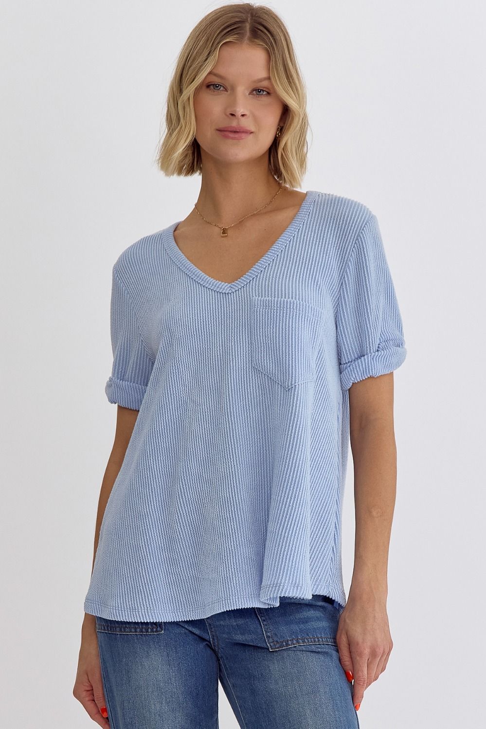 Ribbed V-Neck Top