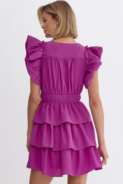 Ruffle Sleeve Mini Dress - 2 colors