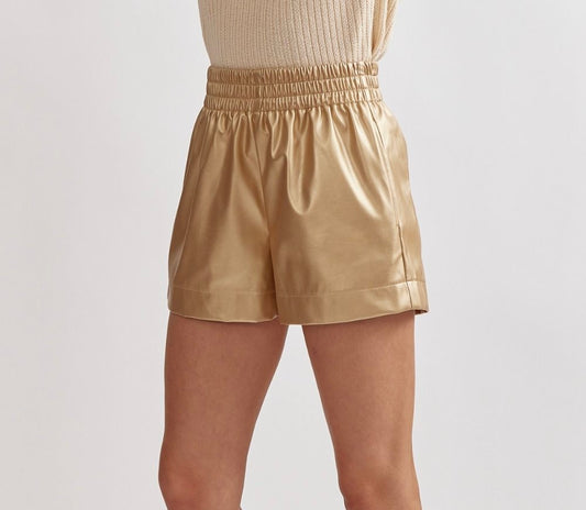 Faux Leather High-Waist Shorts