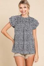 Smocked Ruffled Shoulder Top