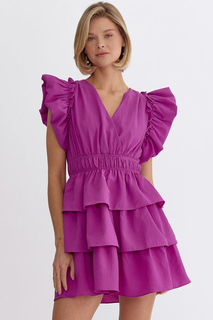 Ruffle Sleeve Mini Dress - 2 colors
