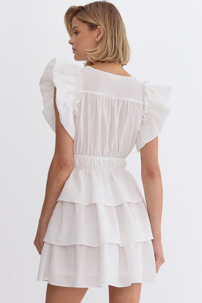 Ruffle Sleeve Mini Dress - 2 colors