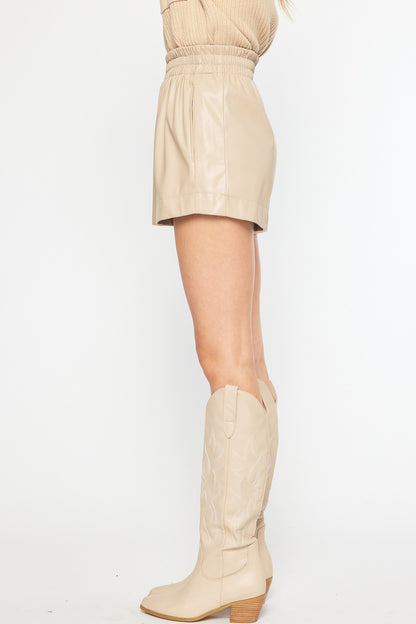 Faux Leather High Waist Shorts - 3 colors