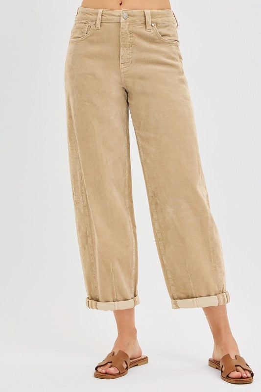 High Rise - Barrel Corduroy Pants