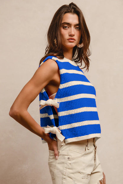 Side Tie Top - Blue