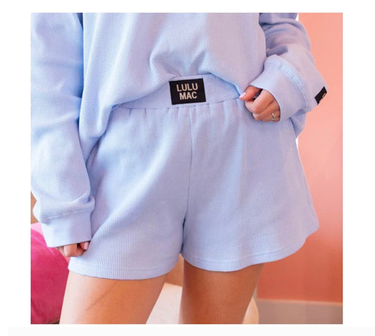 Lulu Mac Waffle Shorts - Light Blue