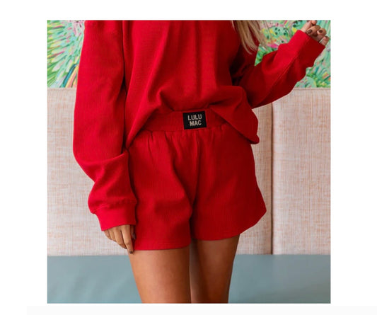 Lulu Mac Waffle Shorts - Red