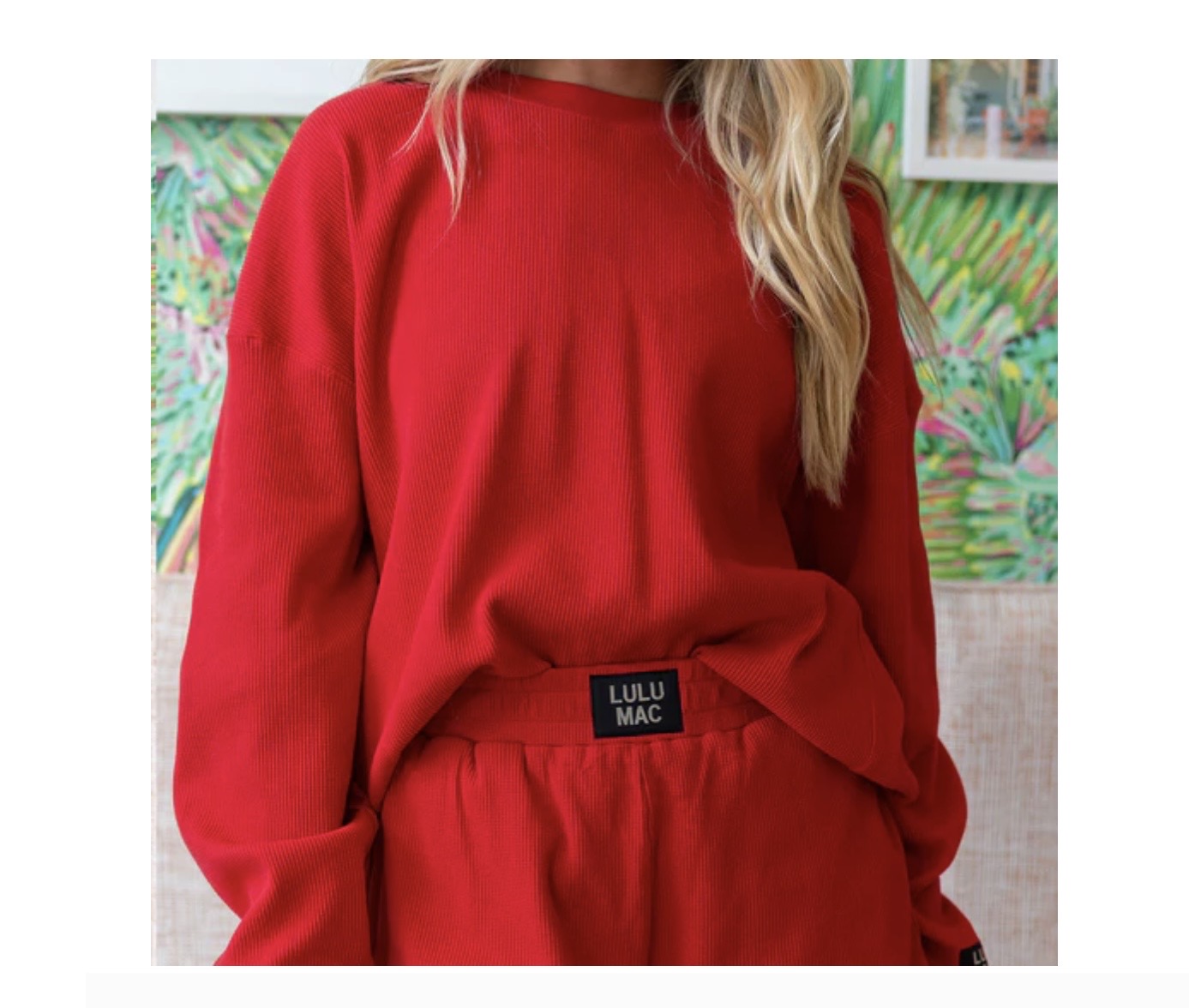 Lulu Mac Waffle Long Sleeve Top - Red