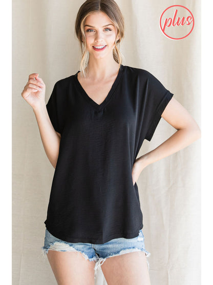 Solid Top with Short Cap Sleeves