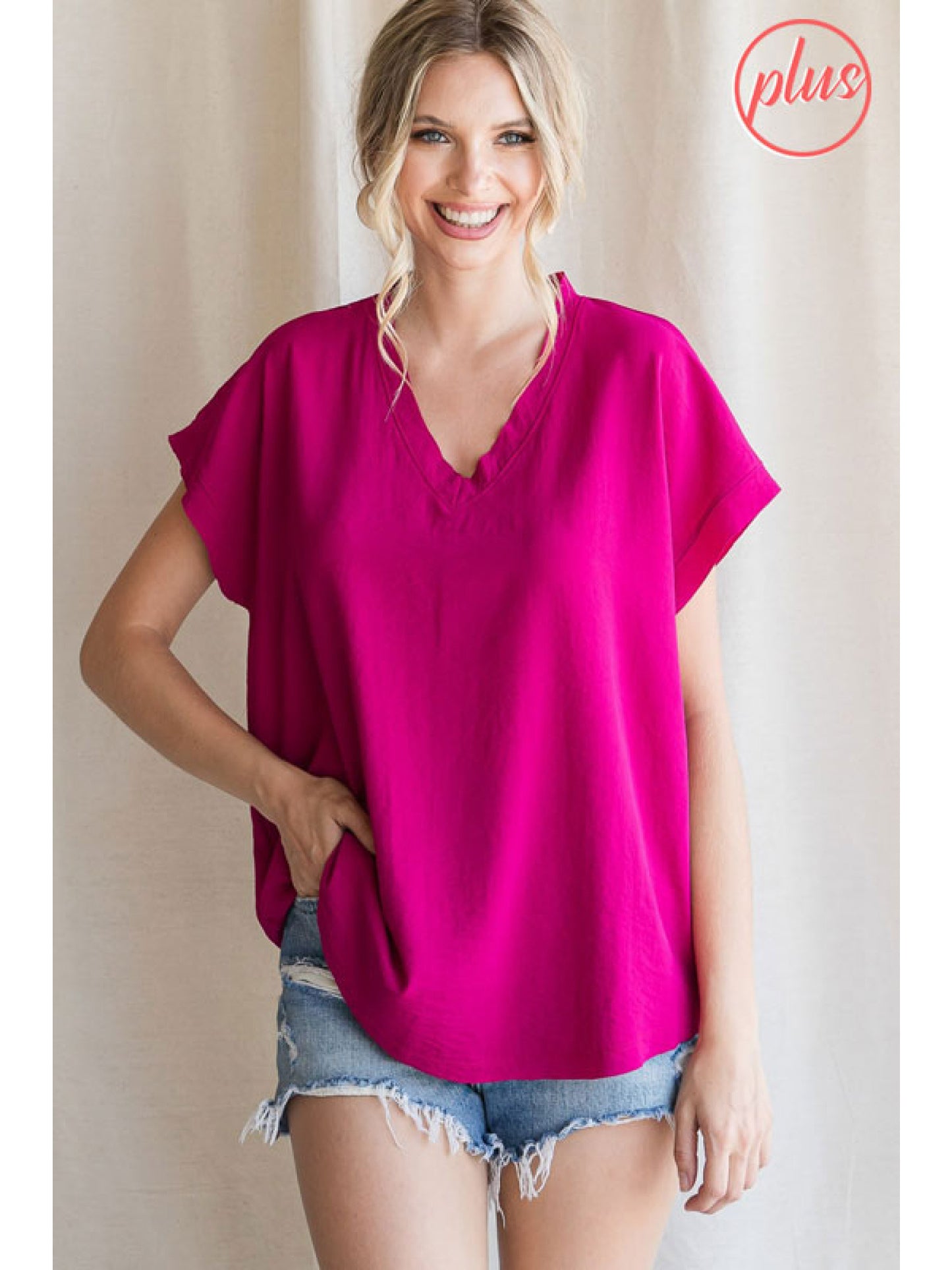 Solid Top with Short Cap Sleeves