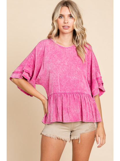 Distressed Butterfly Sleeve Top (2 colors)