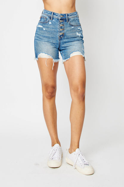 Judy Blue - Rigid Magic High Waist Distressed Shorts